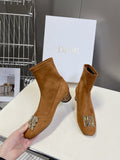 ICON HEELED ANKLE BOOT BRONZE BROWN SUEDE 4 CM WITH GOLD LOGO