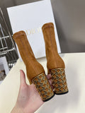 ICON HEELED ANKLE BOOT BRONZE BROWN SUEDE 8 CM WITH GOLD LOGO
