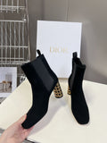 ICON HEELED ANKLE BOOT BLACK SUEDE 8 CM