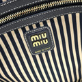 IVY TOTE BAG 40 IN WHITE CANVAS AND NAVY LEATHER TRIM