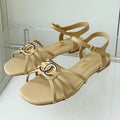 FLAT SANDALS 1 CM IN FLAX YELLOW LAMBSKIN