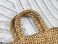 EMBROIDED LOGO SMALL TOTE BAG 28 IN BEIGE WOVEN RAFFIA