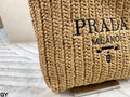 EMBROIDED LOGO SMALL TOTE BAG 28 IN BEIGE WOVEN RAFFIA