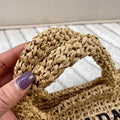 EMBROIDED LOGO TOTE BAG 38 IN BEIGE WOVEN RAFFIA