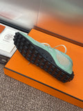KIGA SNEAKER IN GREEN MINT CROCHET KNIT AND CALFSKIN