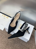 J'ADIOR SLINGBACK 25S PUMP 65MM IN BLACK QUAKE OBLIQUE EMBROIDERED FABRIC