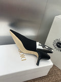 J'ADIOR SLINGBACK 25S PUMP 65MM IN BLACK QUAKE OBLIQUE EMBROIDERED FABRIC