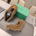 FURRY PUMPS 90MM IN BROWN FOX FUR