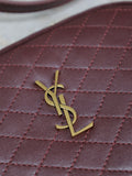 GABY ZIPPED POUCH 19 IN WINE RED QUILTED LAMBSKIN GOLD HARDWARE