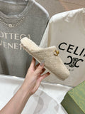 HORSEBIT MULE IN BEIGE EMBOSSED SUEDE AND FLEECE LINING
