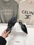 JUDY FLAT SLINGBACK IN BLACK PATENT CALFSKIN