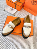ICONE LOAFER IN PERU BROWN CALFSKIN WITH WHITE SHEARLING