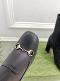 HORSEBIT ANKLE BOOTS 9.5CM IN BLACK SHEEPSKIN