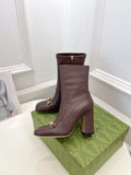 HORSEBIT ANKLE BOOTS 9.5CM IN WALNUT BROWN SHEEPSKIN