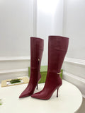 SIGNORIA KNEE BOOTS 10.5CM IN BURGUNDY RED CALFSKIN