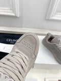 HUNTINGTON LOW LACE-UP SNEAKER IN PASTEL GRAY SUEDE AND MESH